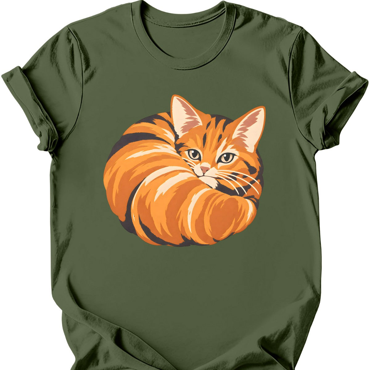 Croissant Cat T-Shirt — Military Green