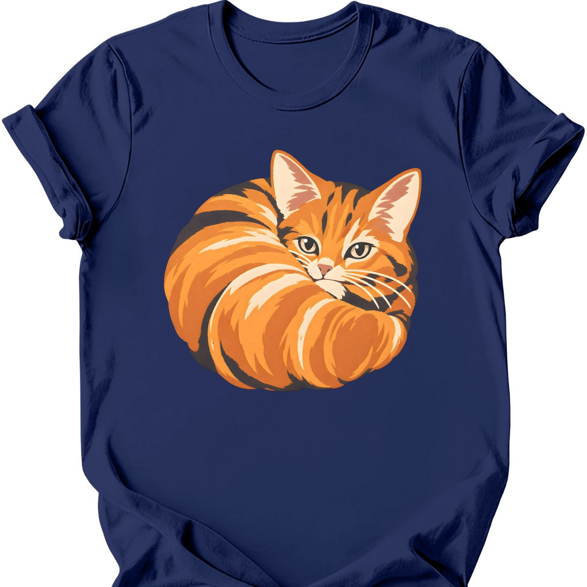Croissant Cat T-Shirt — Navy
