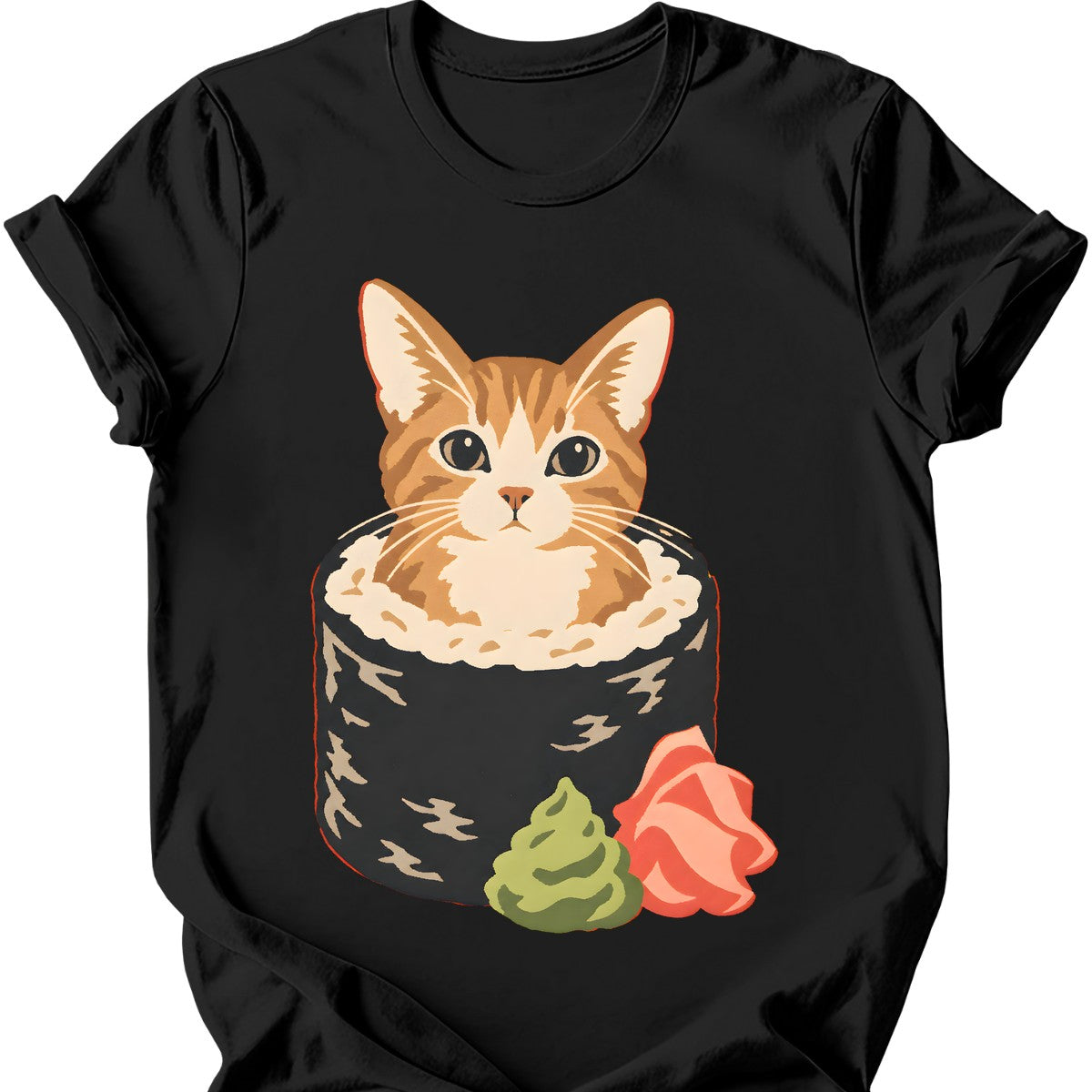 Sushi Cat T-Shirt — Black