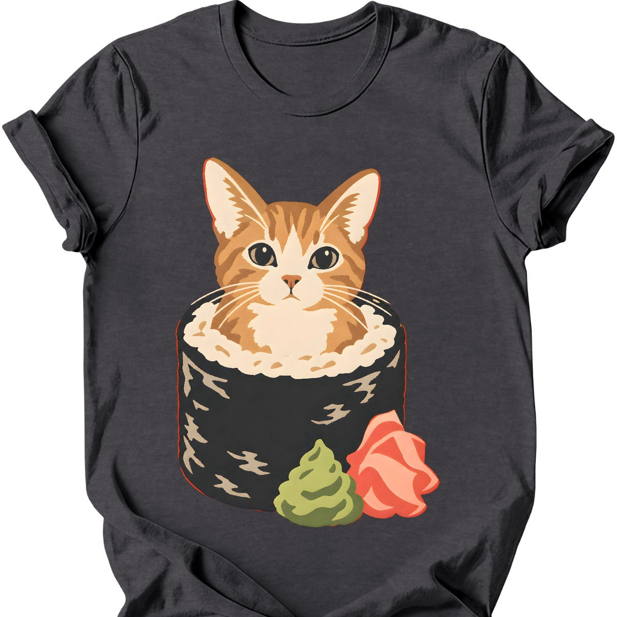 Sushi Cat T-Shirt — Dark Heather