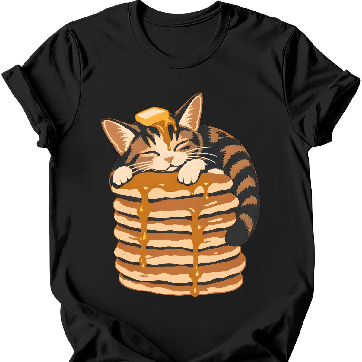 Pancake Cat T-Shirt — Black