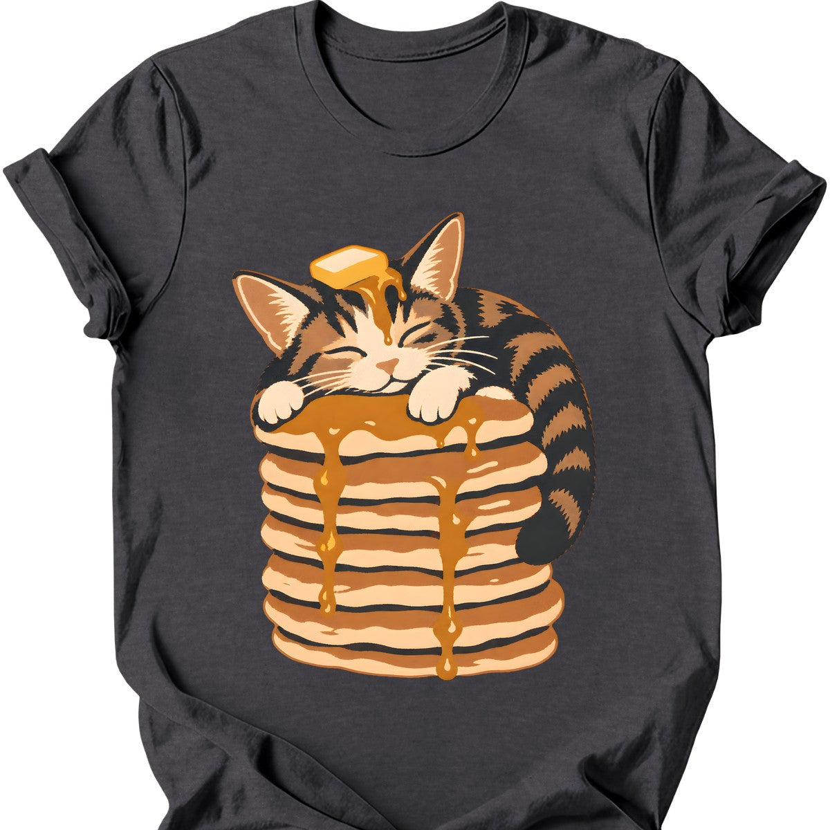 Pancake Cat T-Shirt — Dark Heather