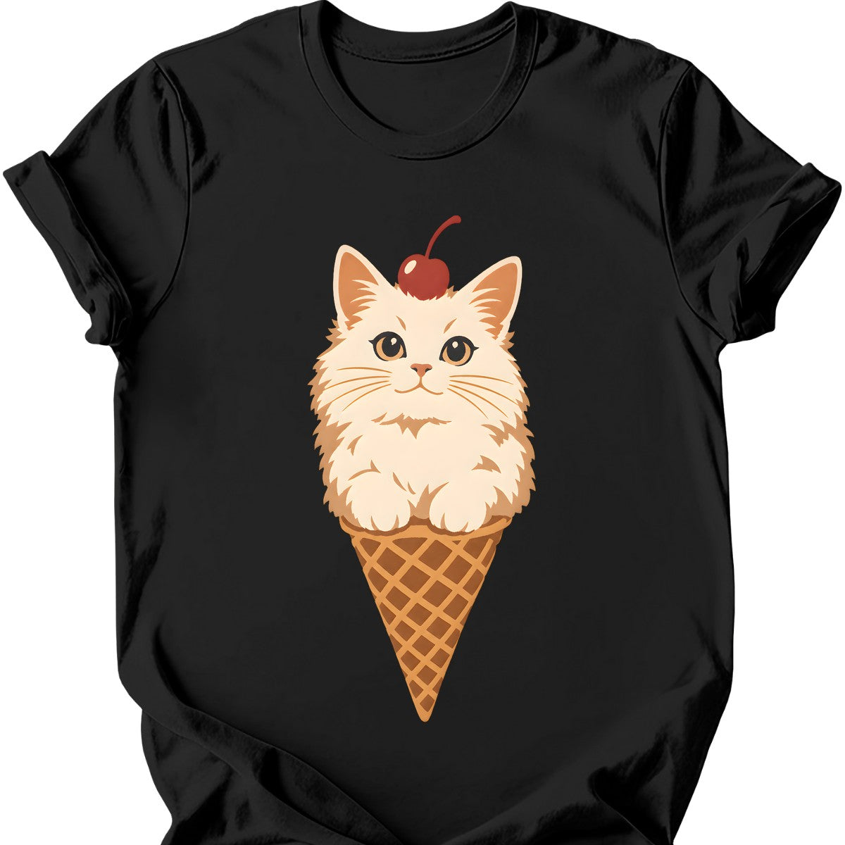 Ice Cream Cat T-Shirt — Black