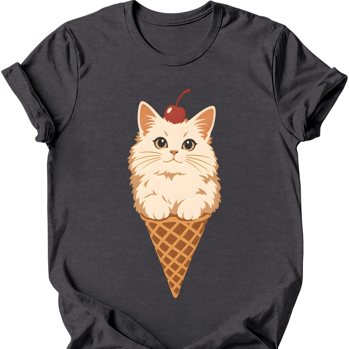 Ice Cream Cat T-Shirt — Dark Heather
