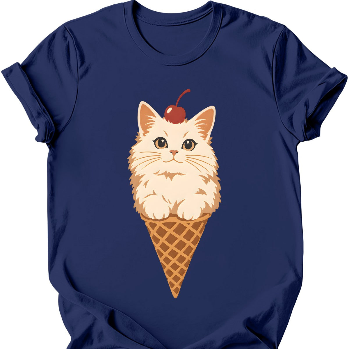 Ice Cream Cat T-Shirt — Navy