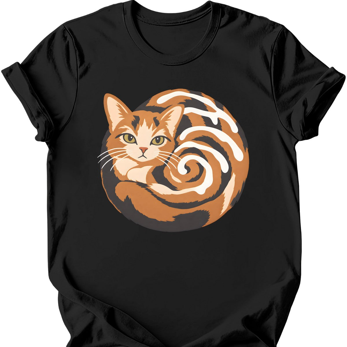 Cinnamon Roll Cat T-Shirt — Black