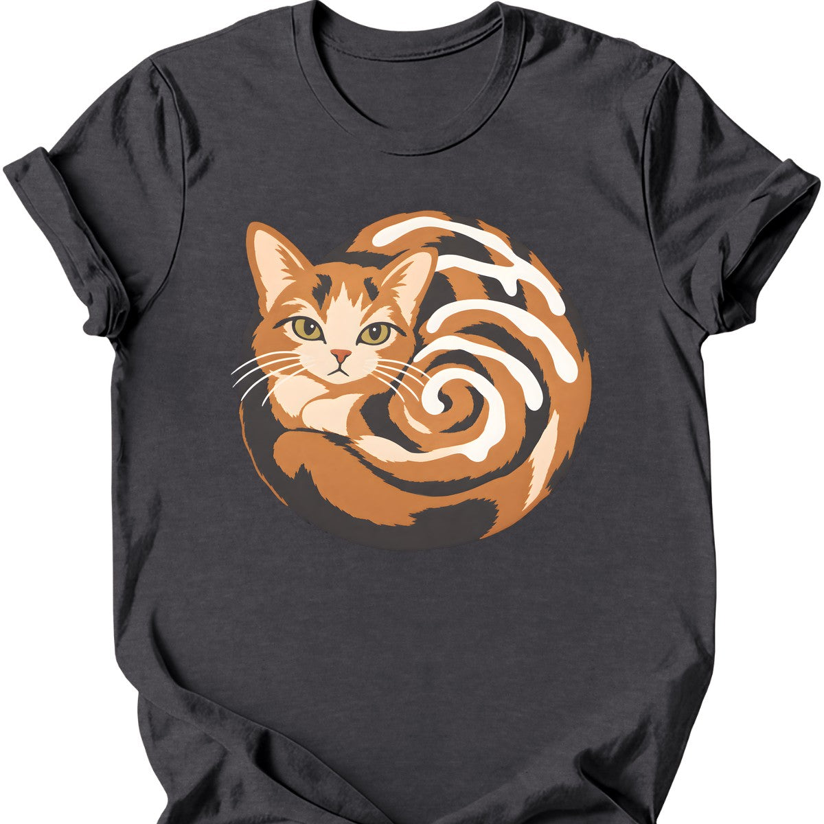 Cinnamon Roll Cat T-Shirt — Dark Heather