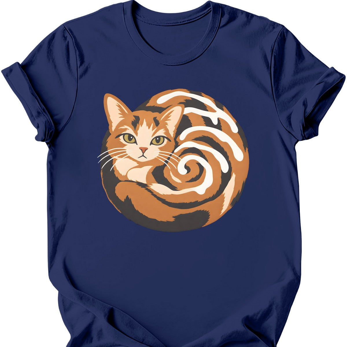Cinnamon Roll Cat T-Shirt — Navy