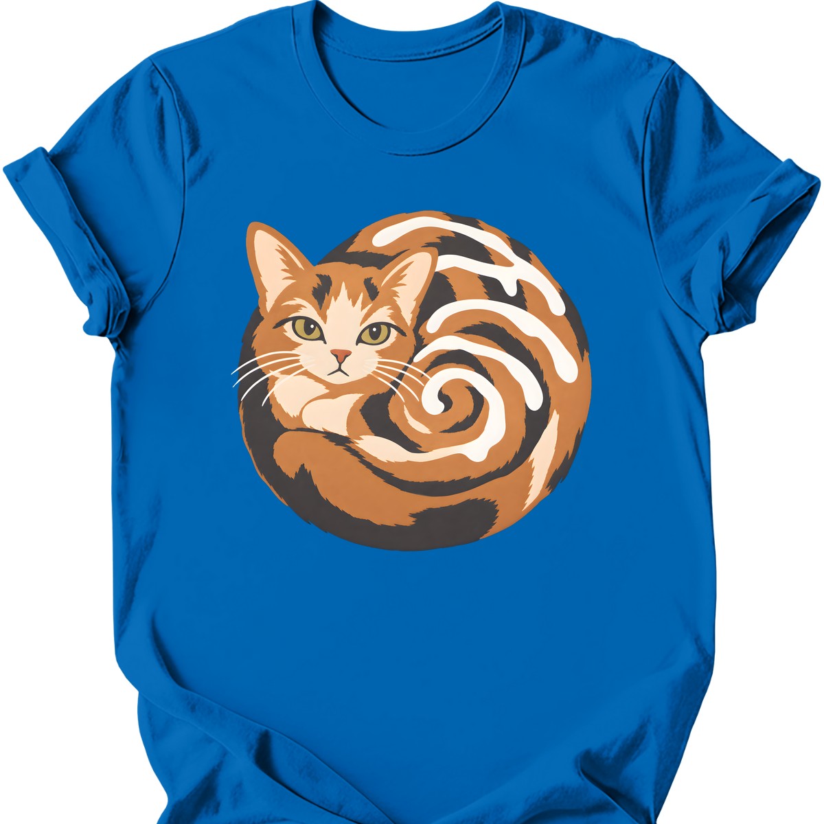 Cinnamon Roll Cat T-Shirt — Royal