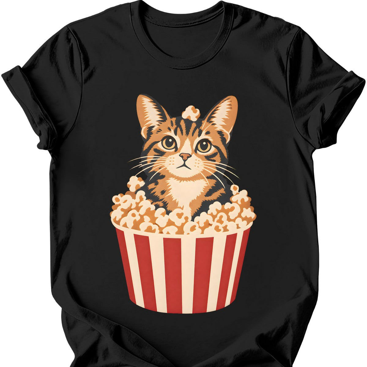 Popcorn Cat T-Shirt — Black