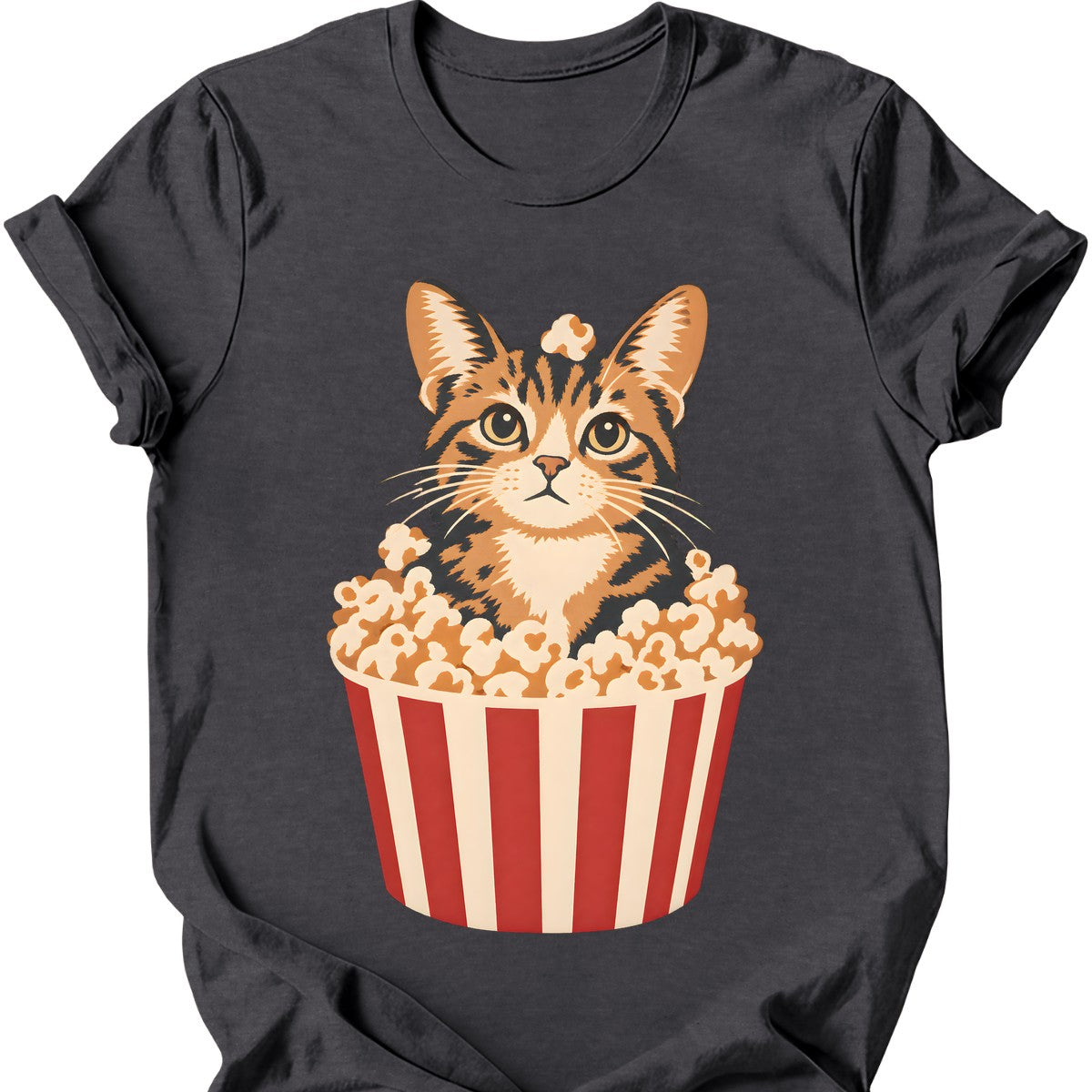 Popcorn Cat T-Shirt — Dark Heather