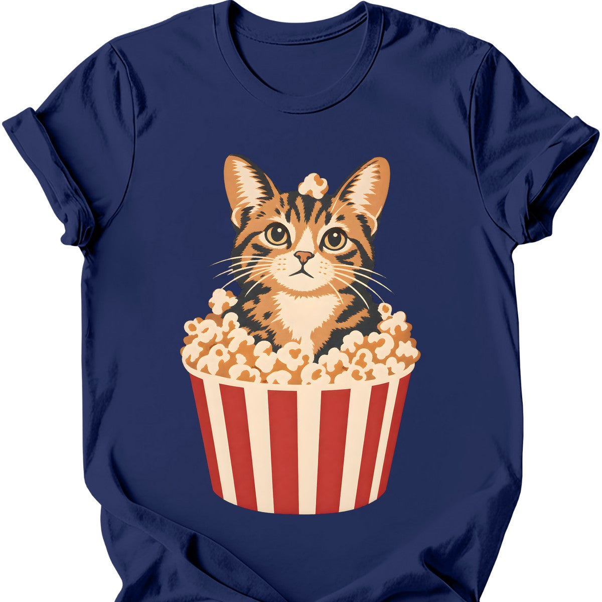 Popcorn Cat T-Shirt — Navy