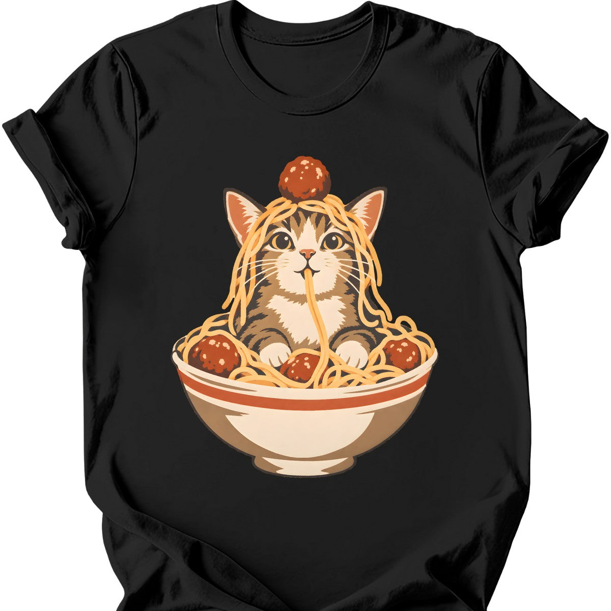 Spaghetti Cat T-Shirt — Black