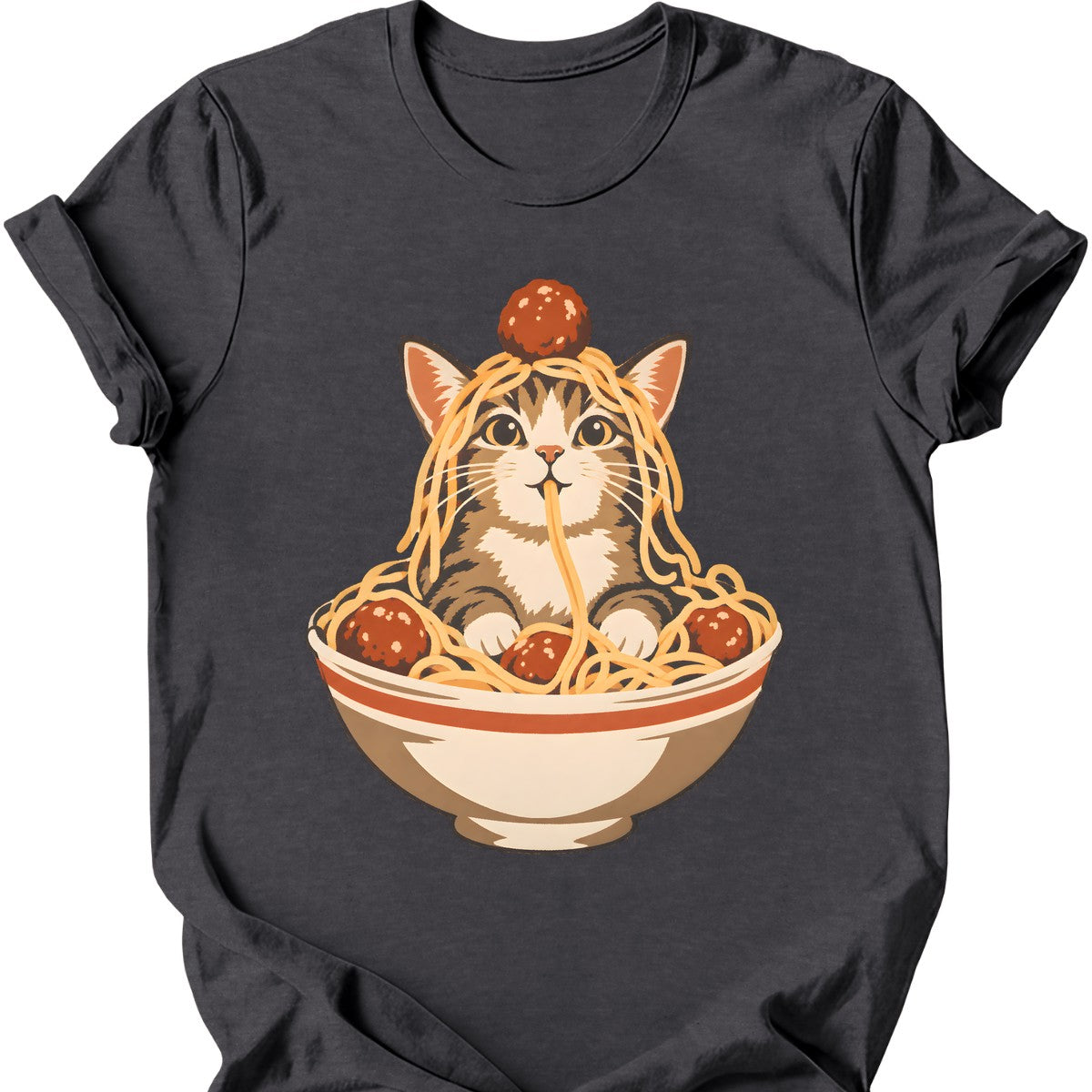 Spaghetti Cat T-Shirt — Dark Heather