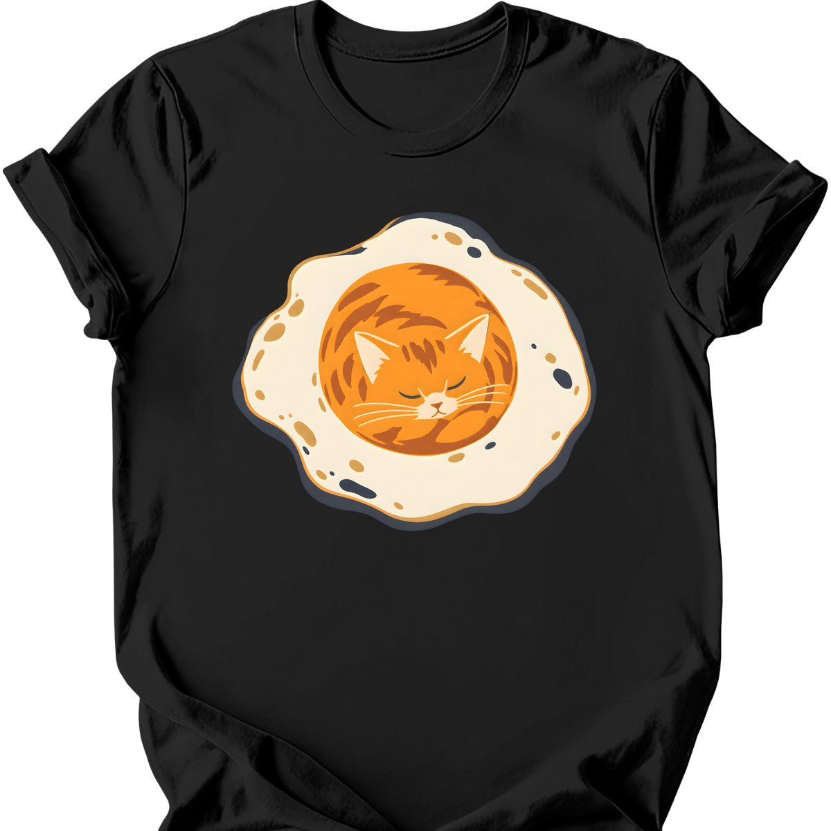 Fried Egg Cat T-Shirt — Black