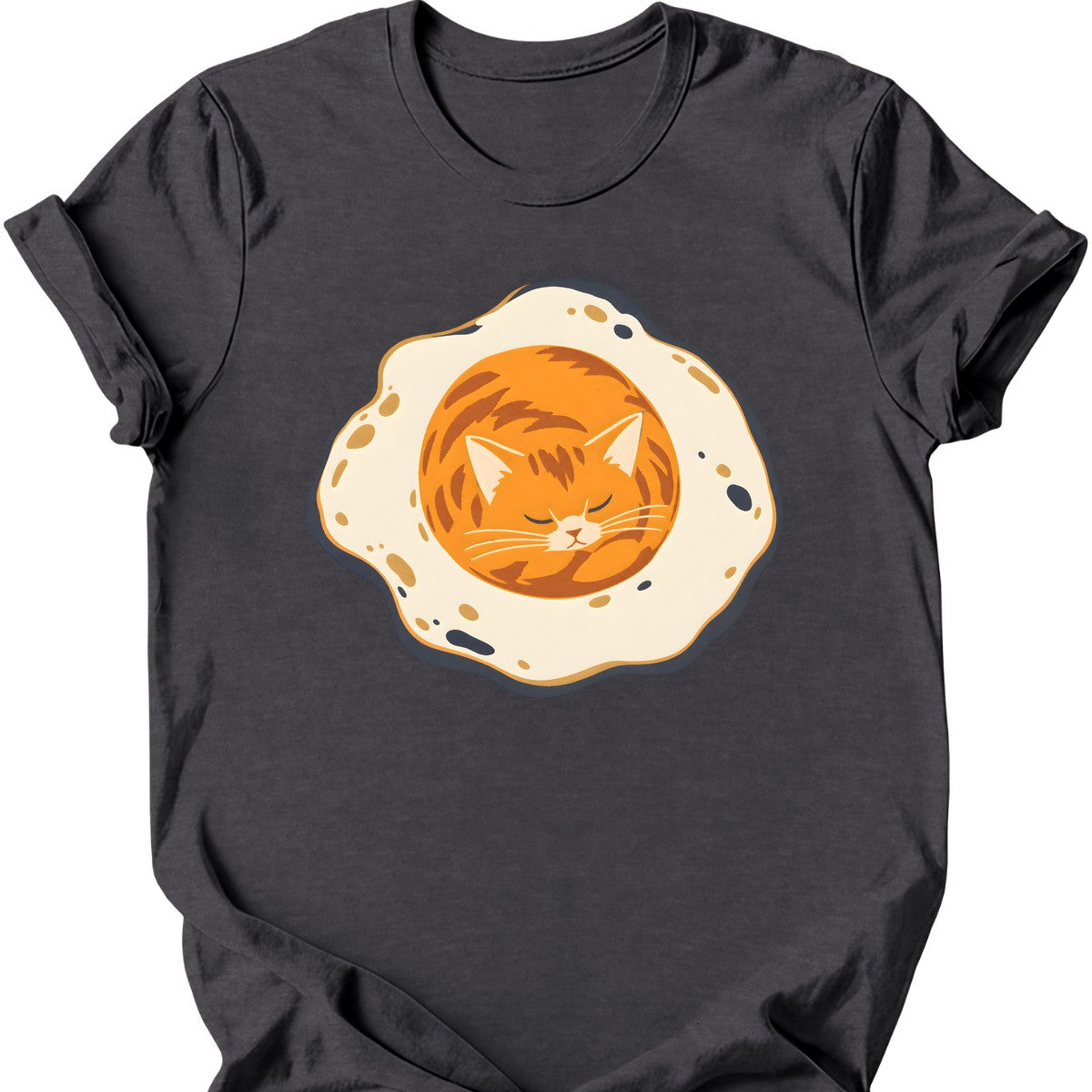 Fried Egg Cat T-Shirt — Dark Heather