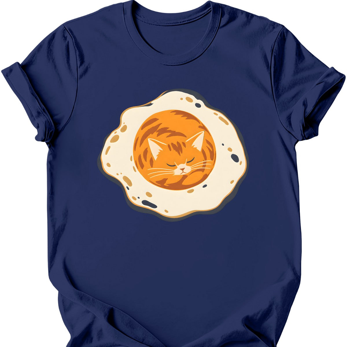 Fried Egg Cat T-Shirt — Navy