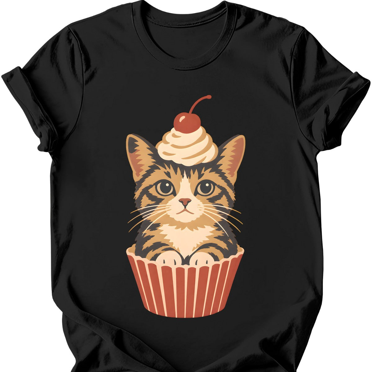 Cupcake Cat T-Shirt — Black