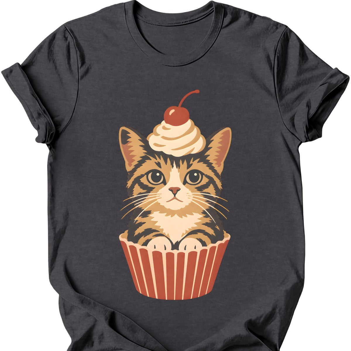 Cupcake Cat T-Shirt — Dark Heather
