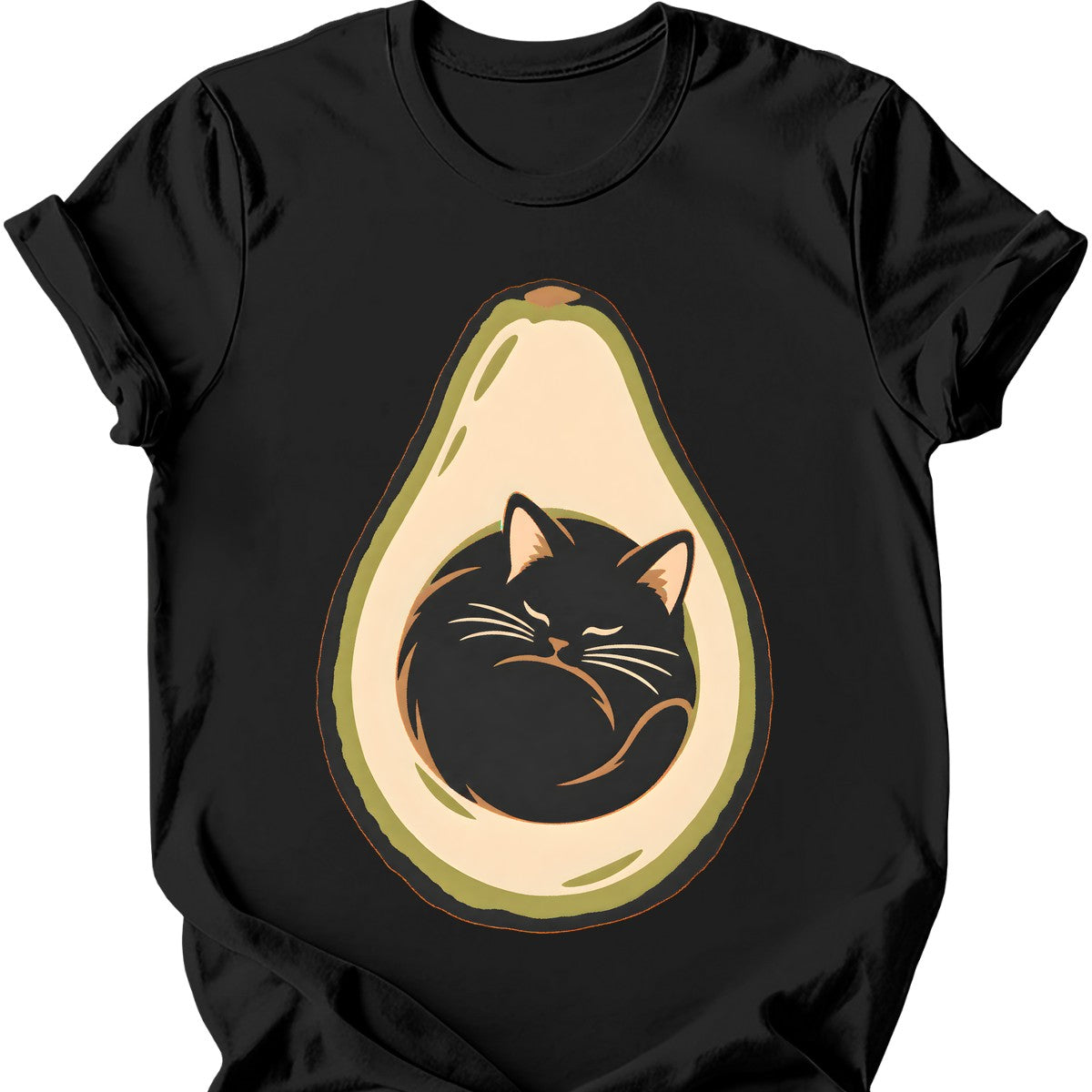 Avocado Cat T-Shirt — Black
