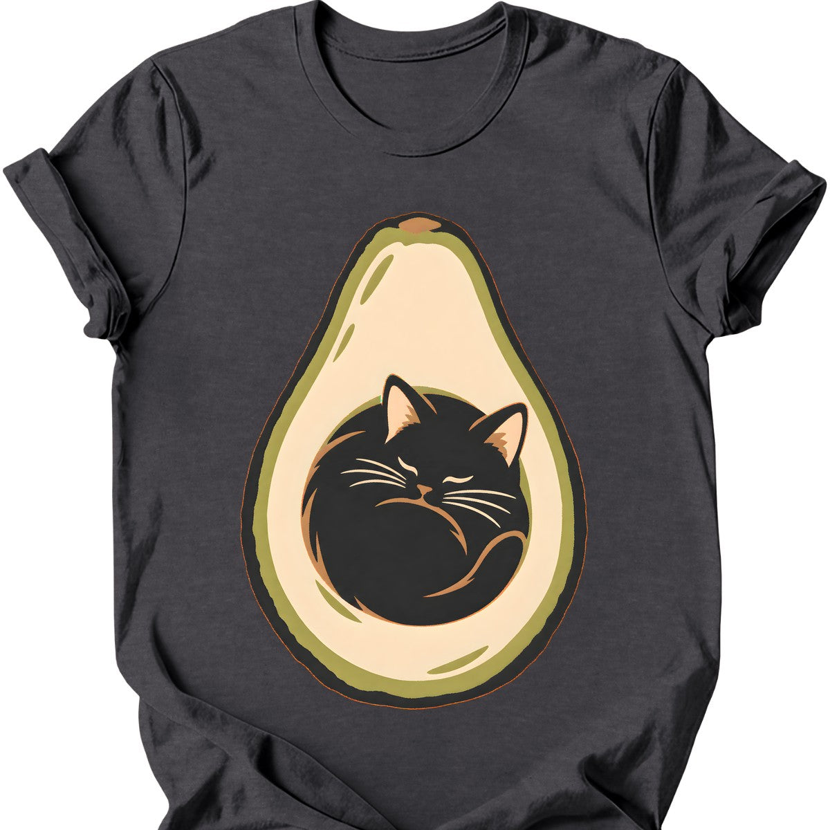 Avocado Cat T-Shirt — Dark Heather