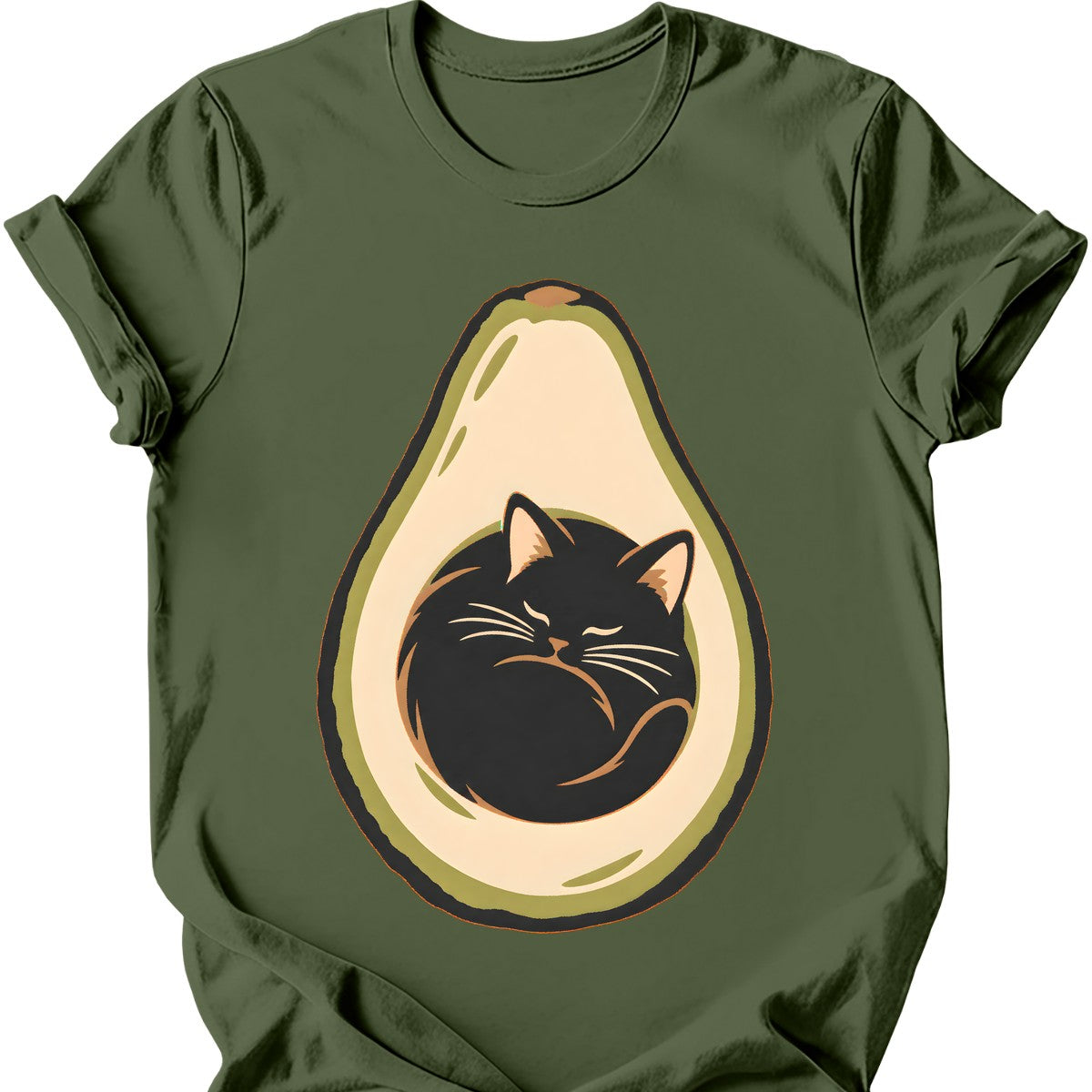 Avocado Cat T-Shirt — Military Green