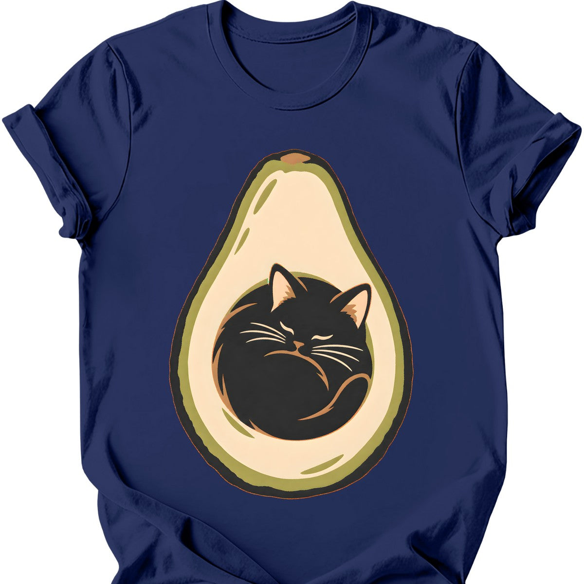 Avocado Cat T-Shirt — Navy