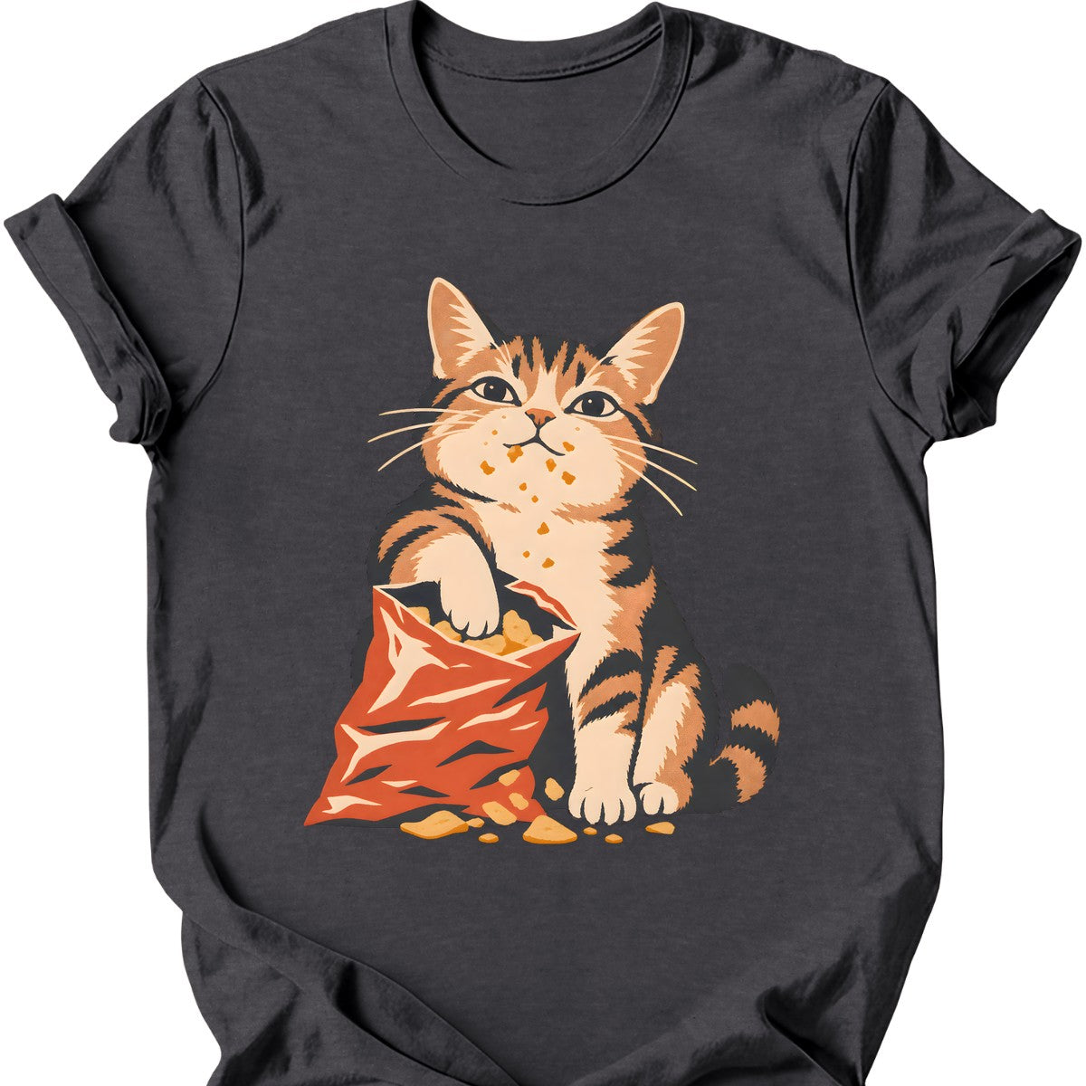 Snack Thief Cat T-Shirt — Dark Heather
