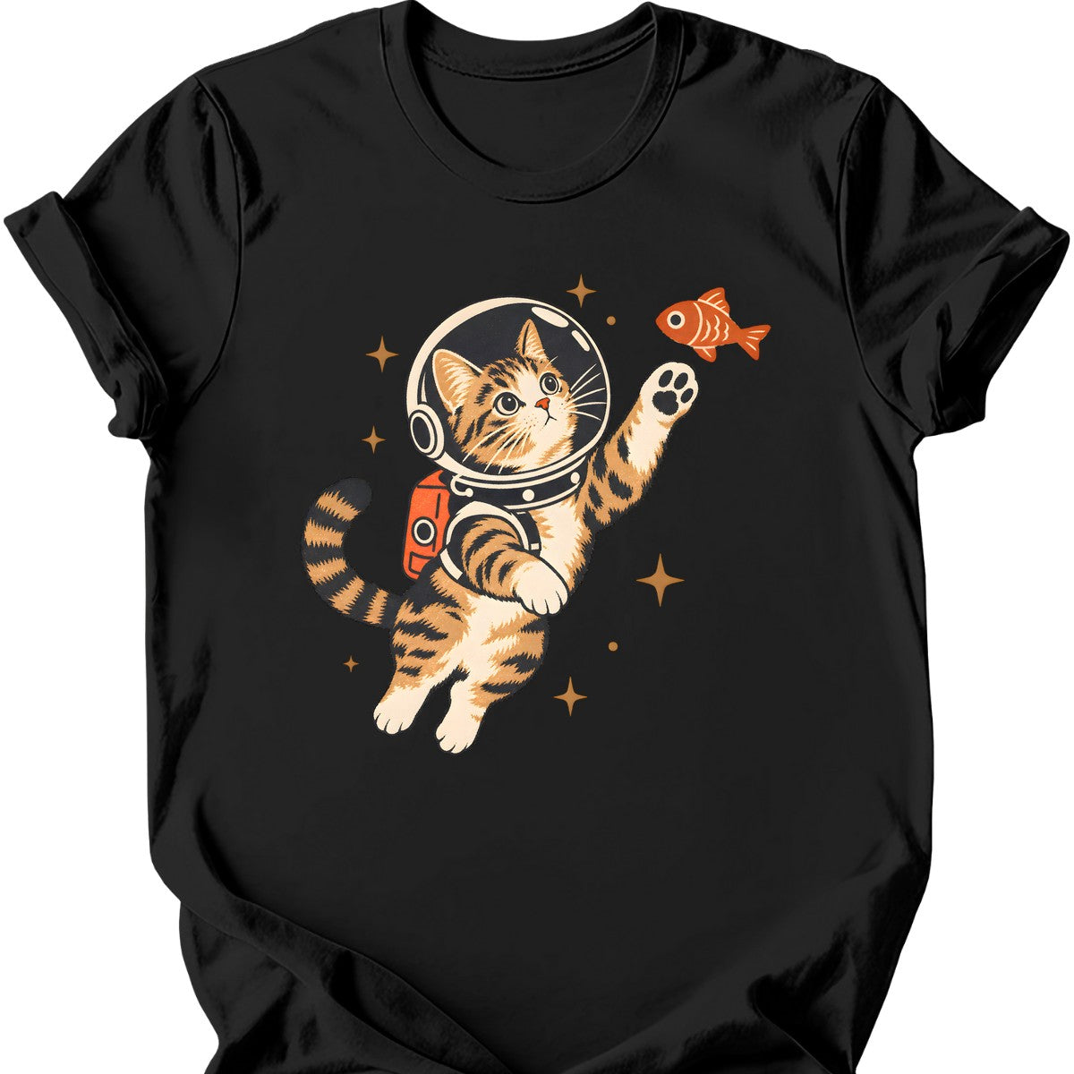 Astronaut Cat T-Shirt — Black