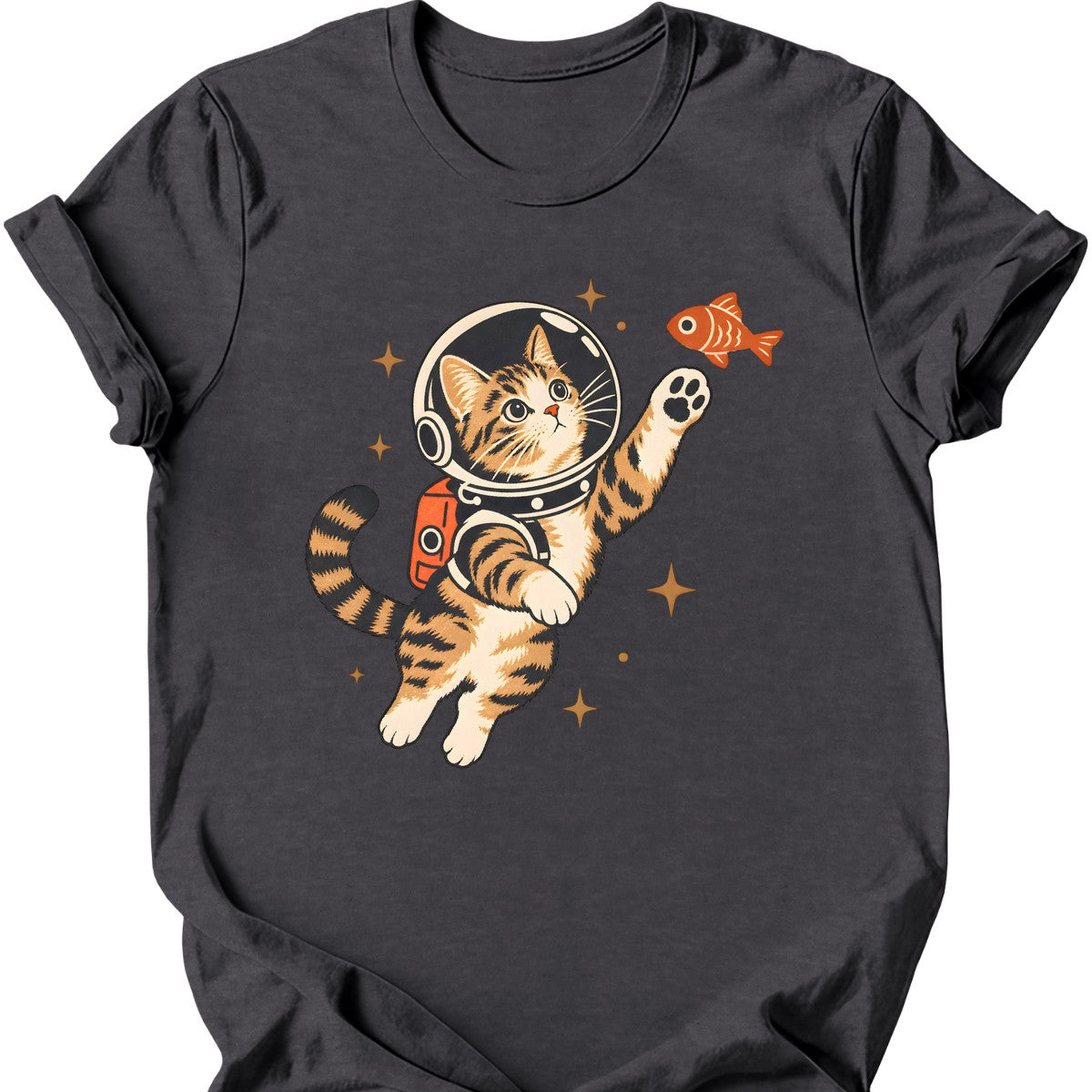Astronaut Cat T-Shirt — Dark Heather