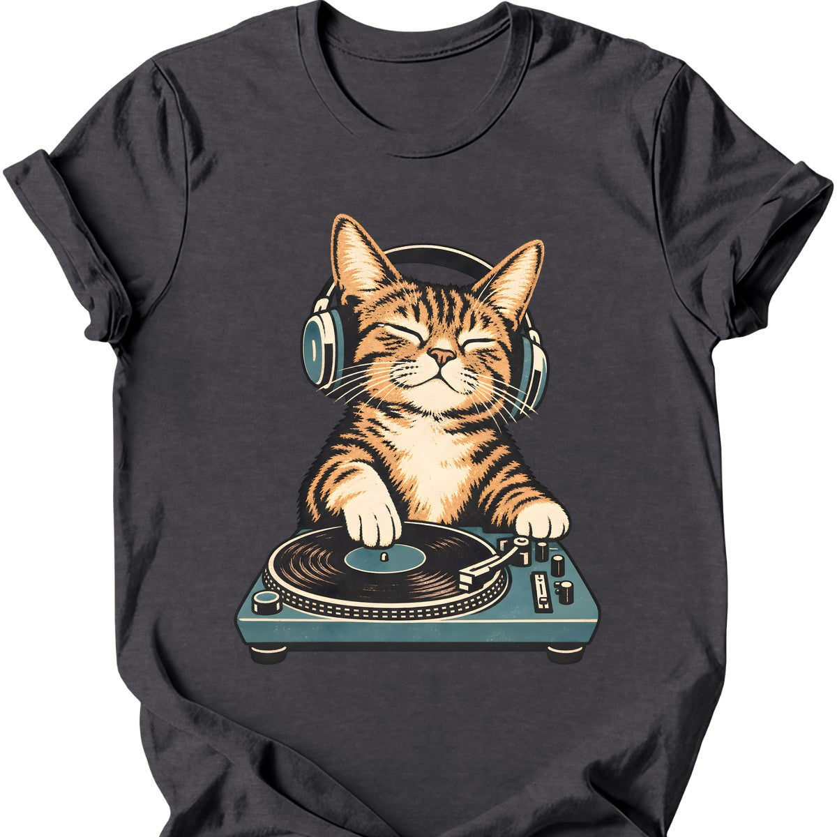 DJ Cat T-Shirt — Dark Heather