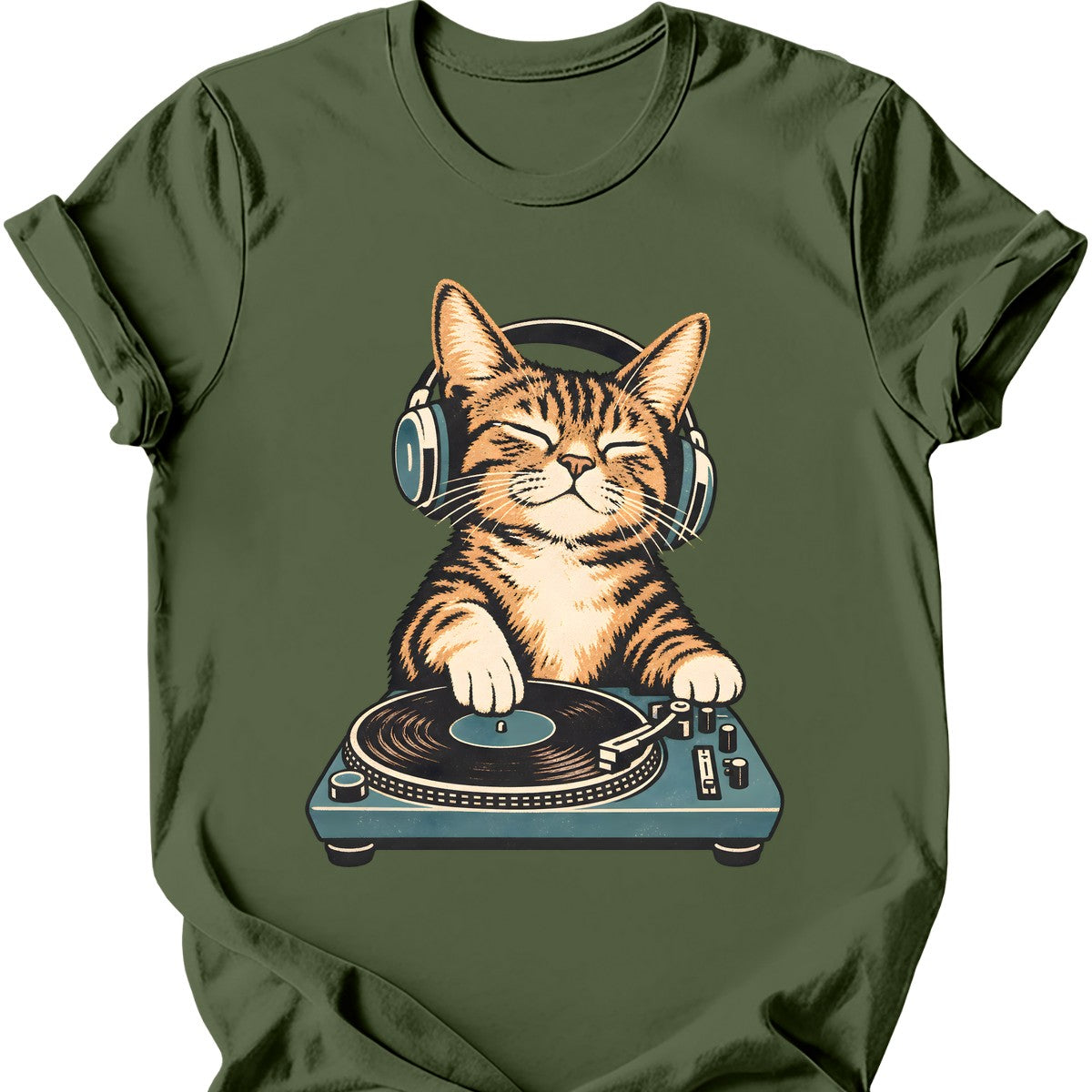 DJ Cat T-Shirt — Military Green