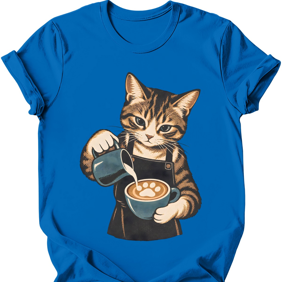 Barista Cat T-Shirt — Royal