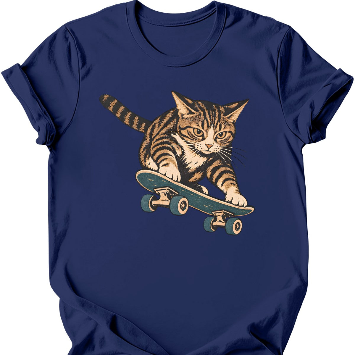 Skater Cat T-Shirt — Navy