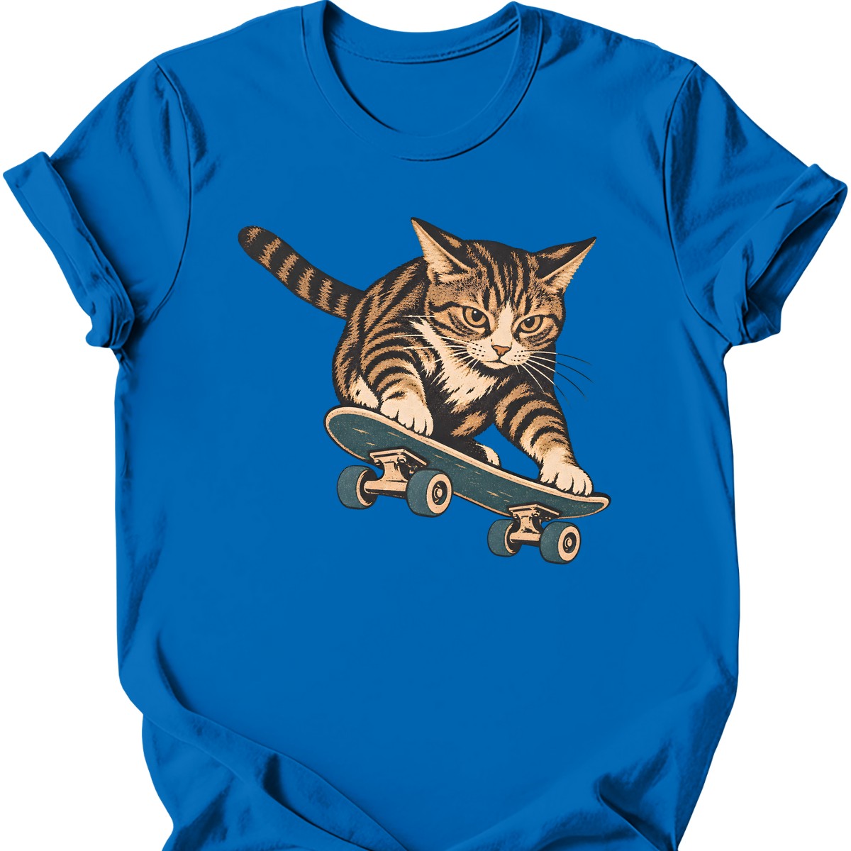 Skater Cat T-Shirt — Royal