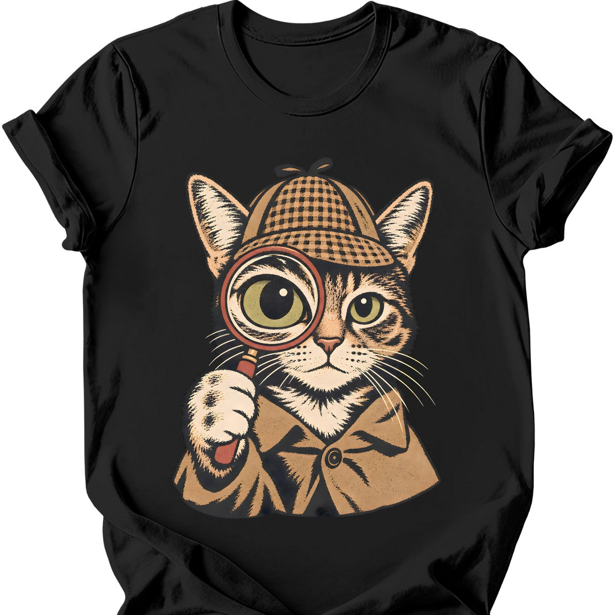 Detective Cat T-Shirt — Black