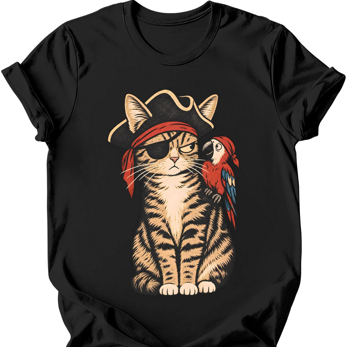 Pirate Cat T-Shirt — Black
