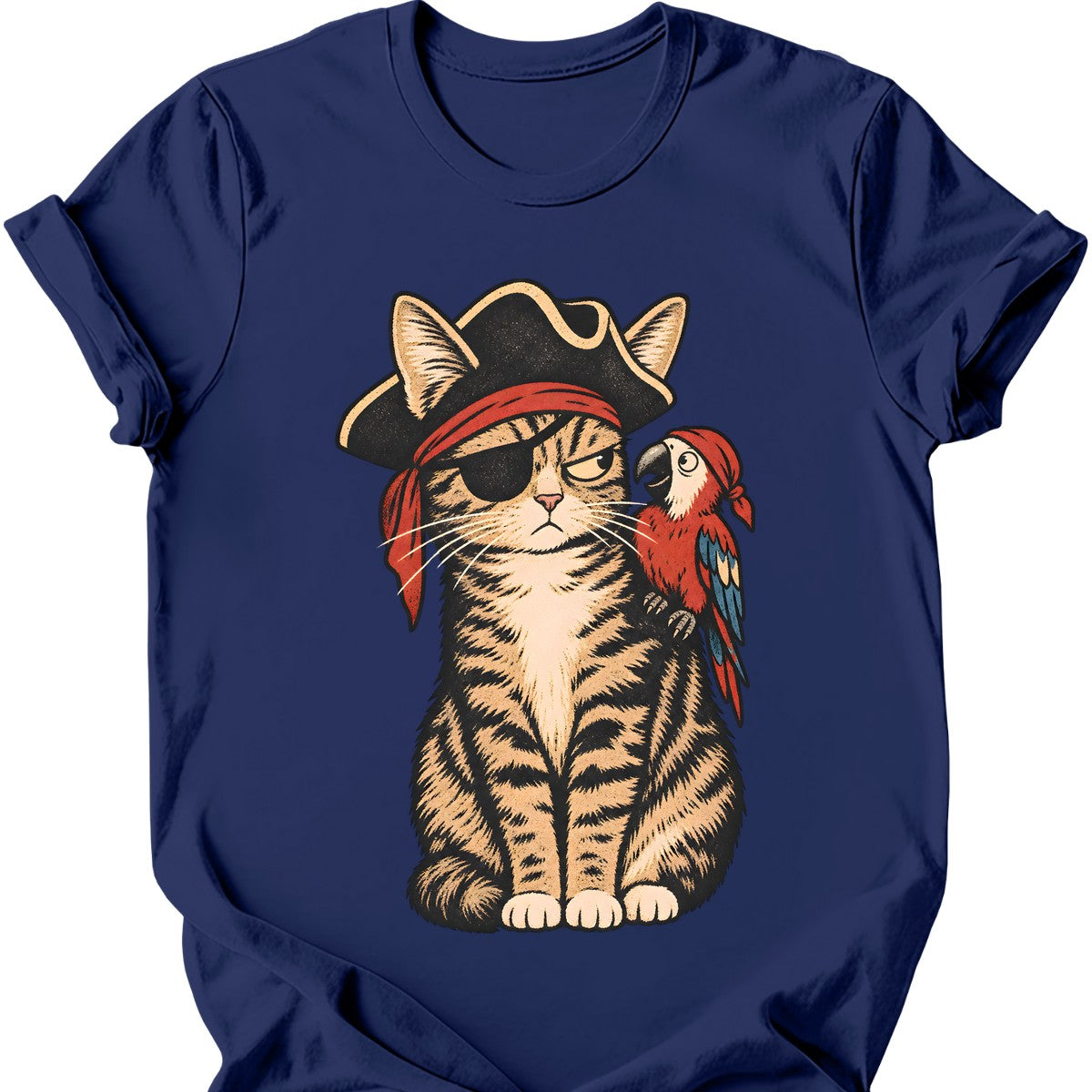 Pirate Cat T-Shirt — Navy