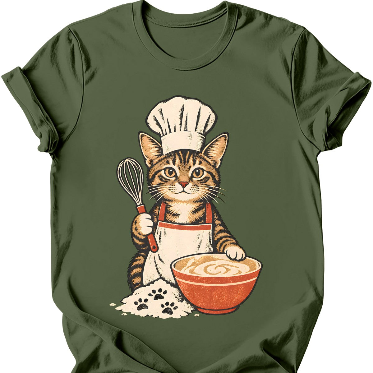 Chef Cat T-Shirt — Military Green