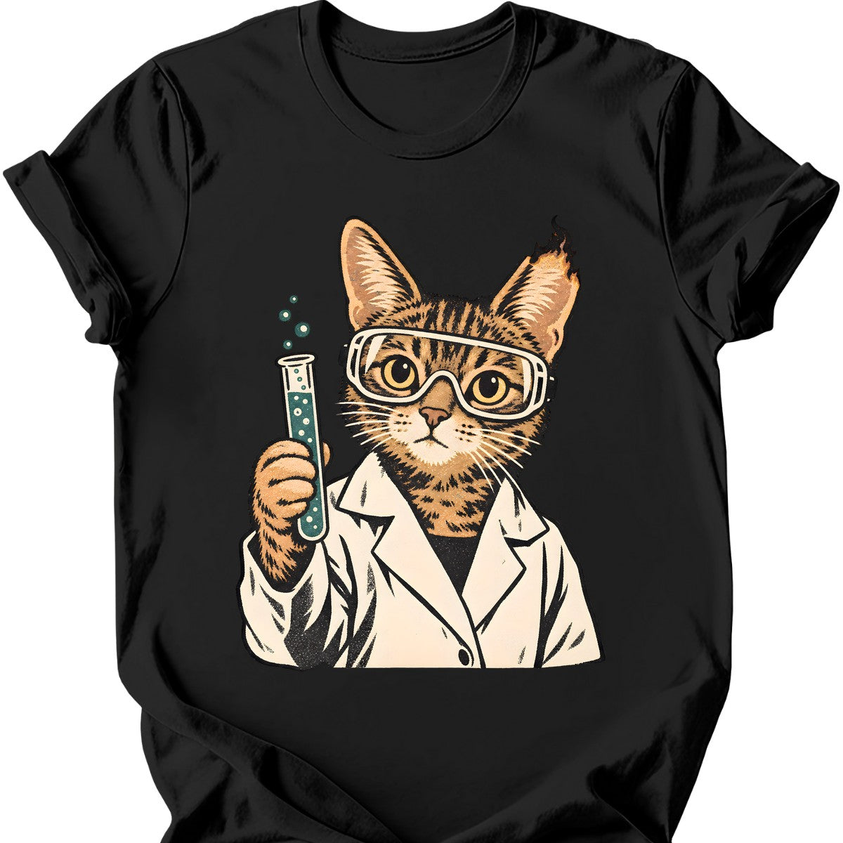 Scientist Cat T-Shirt — Black
