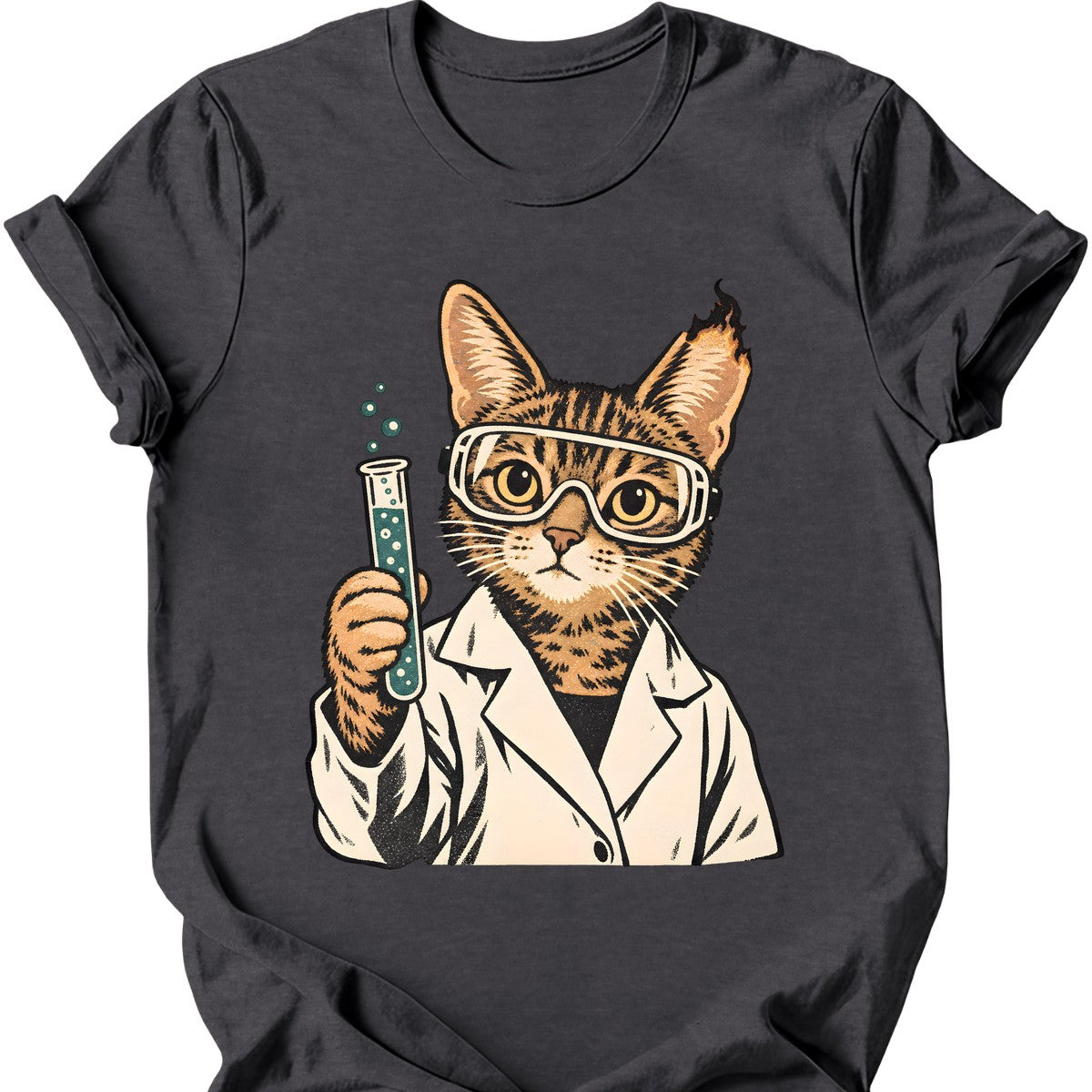 Scientist Cat T-Shirt — Dark Heather