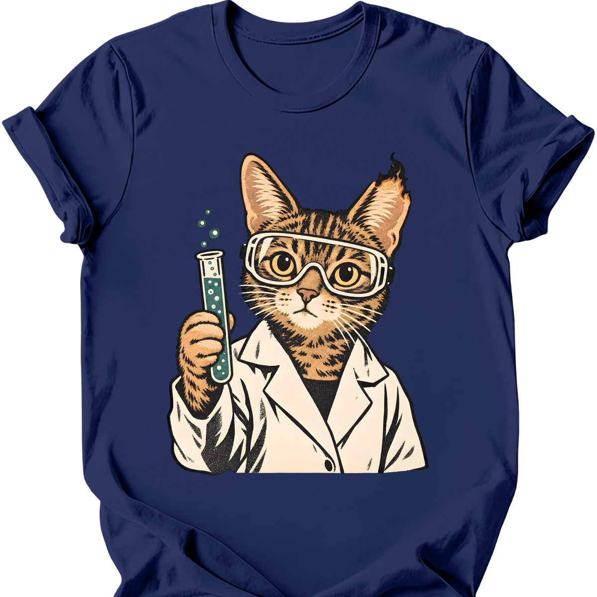 Scientist Cat T-Shirt — Navy