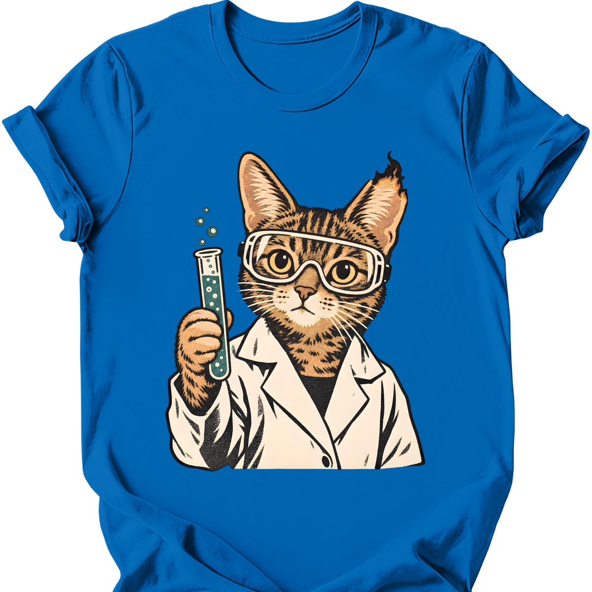Scientist Cat T-Shirt — Royal