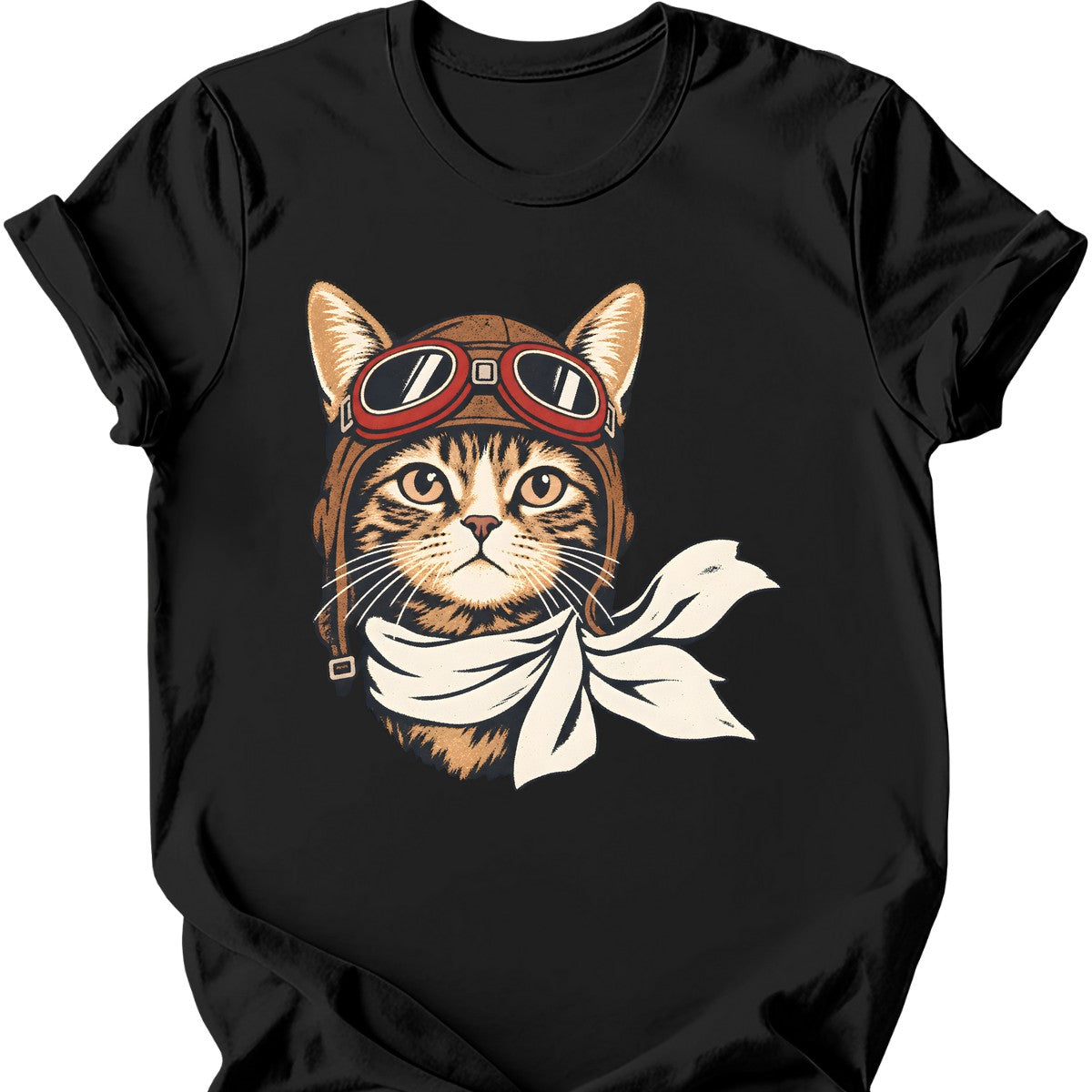 Pilot Cat T-Shirt — Black