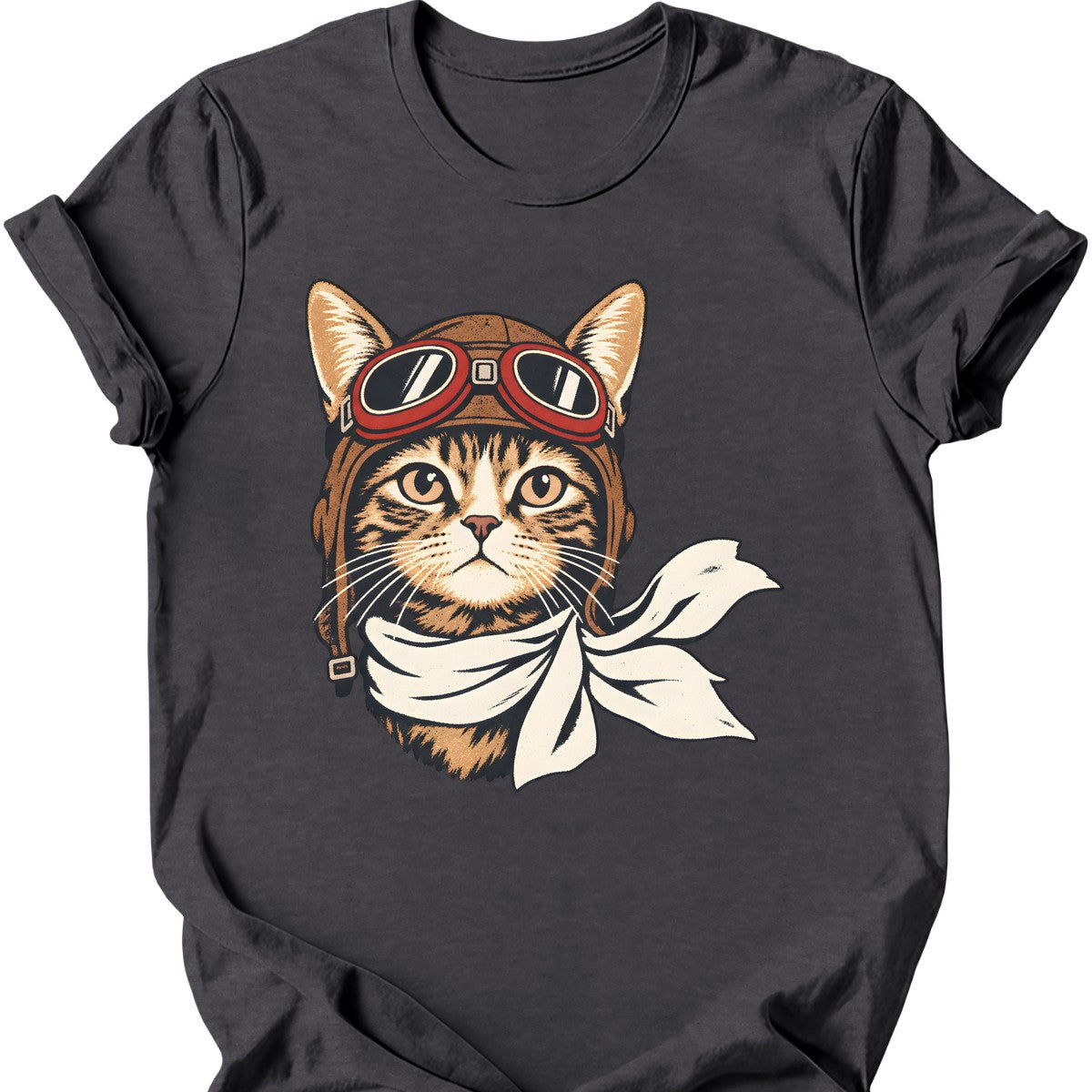 Pilot Cat T-Shirt — Dark Heather