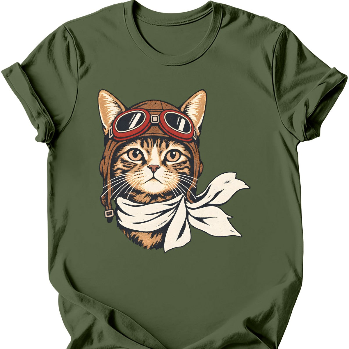 Pilot Cat T-Shirt — Military Green