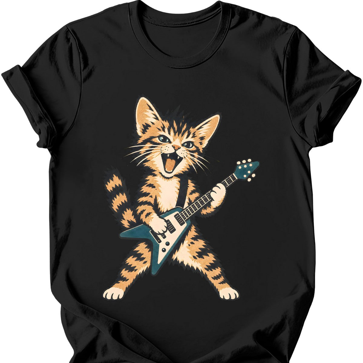Rockstar Cat T-Shirt — Black