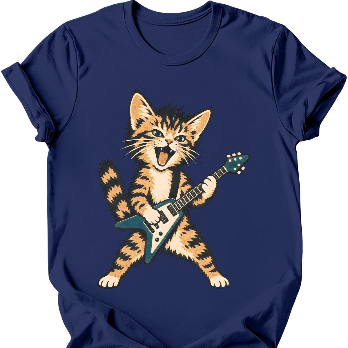 Rockstar Cat T-Shirt — Navy