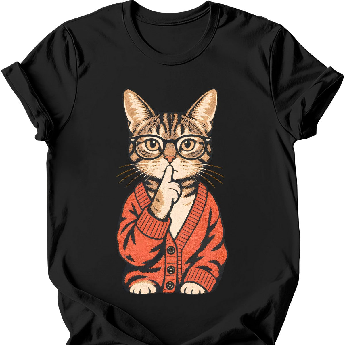Librarian Cat T-Shirt — Black