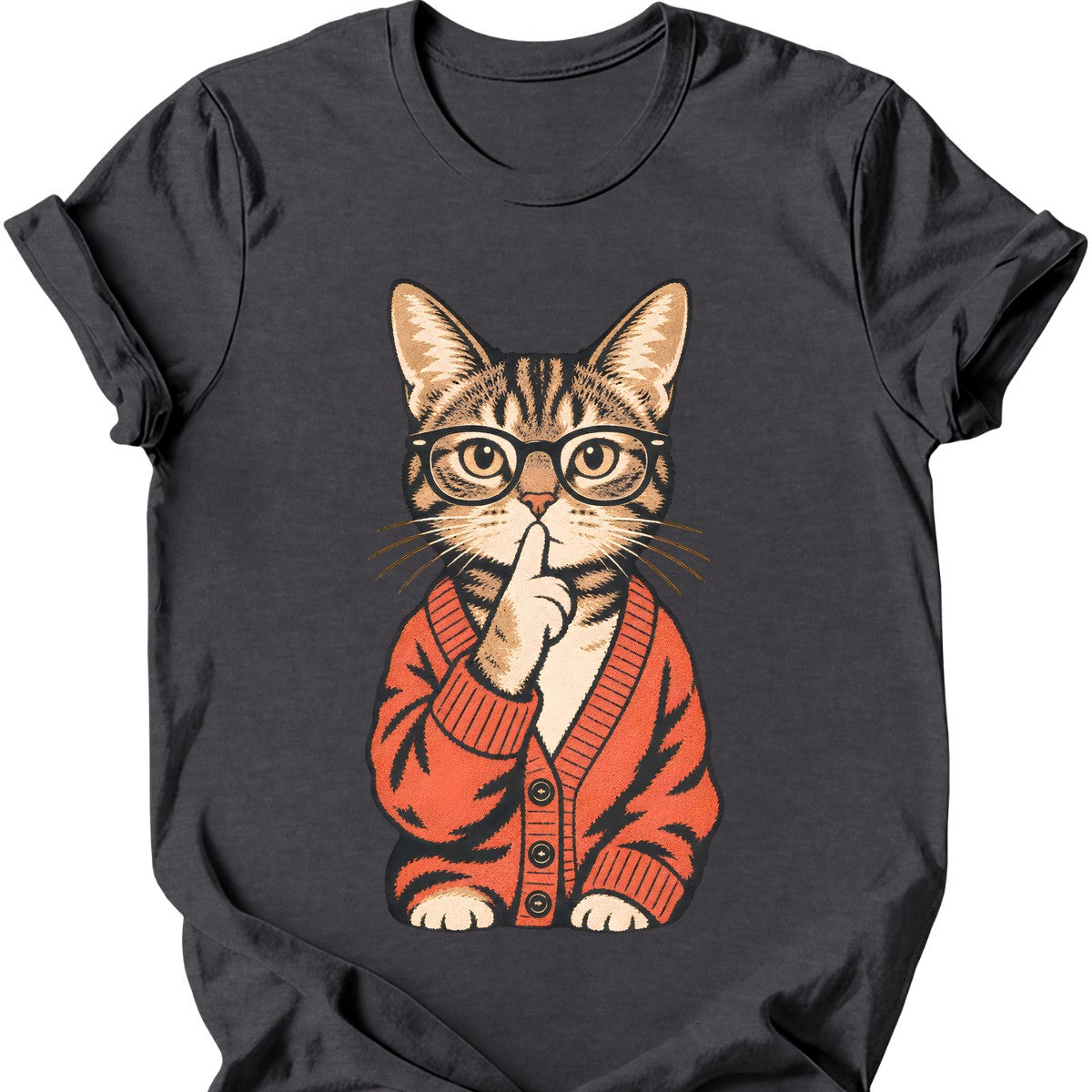 Librarian Cat T-Shirt — Dark Heather